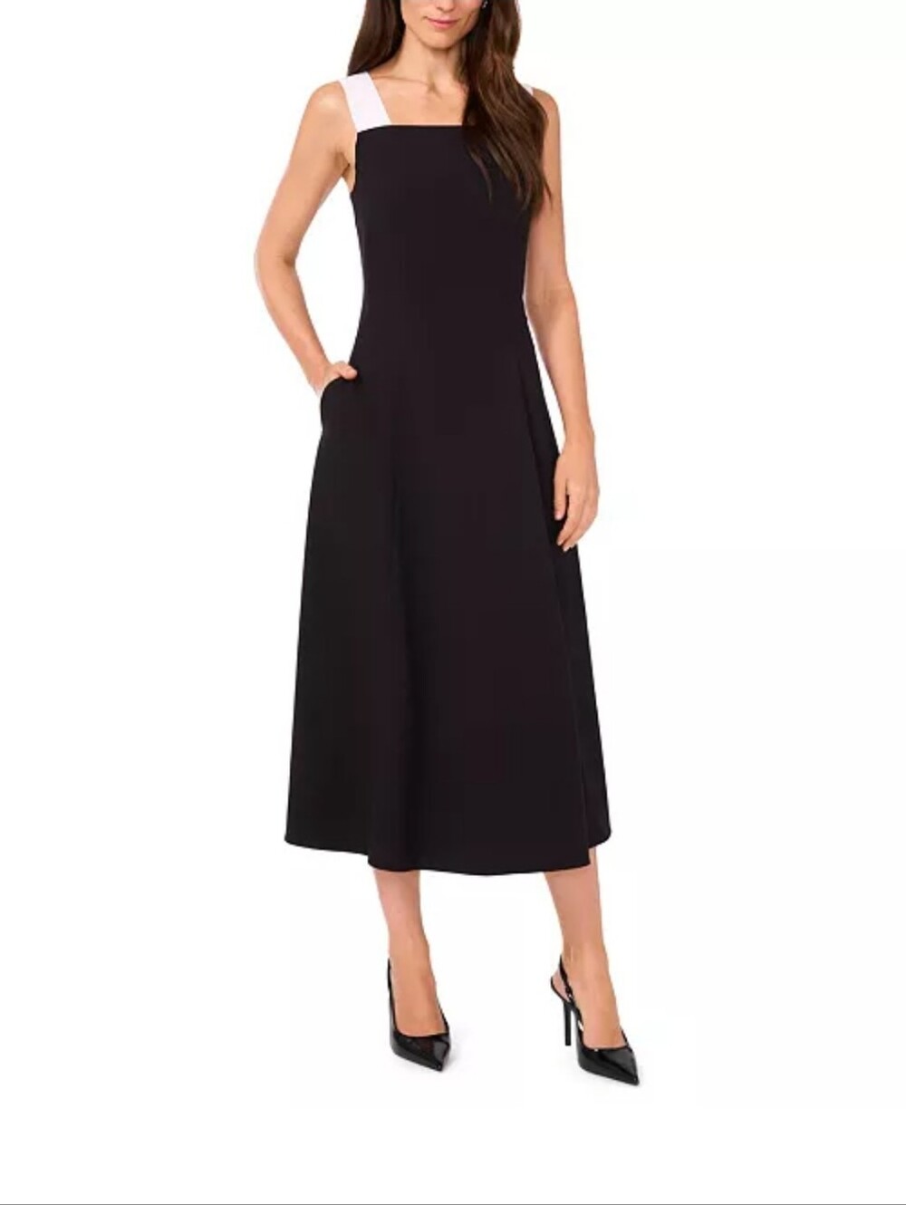 MSK Crepe Colorblocked Sleeveless Midi Dress
